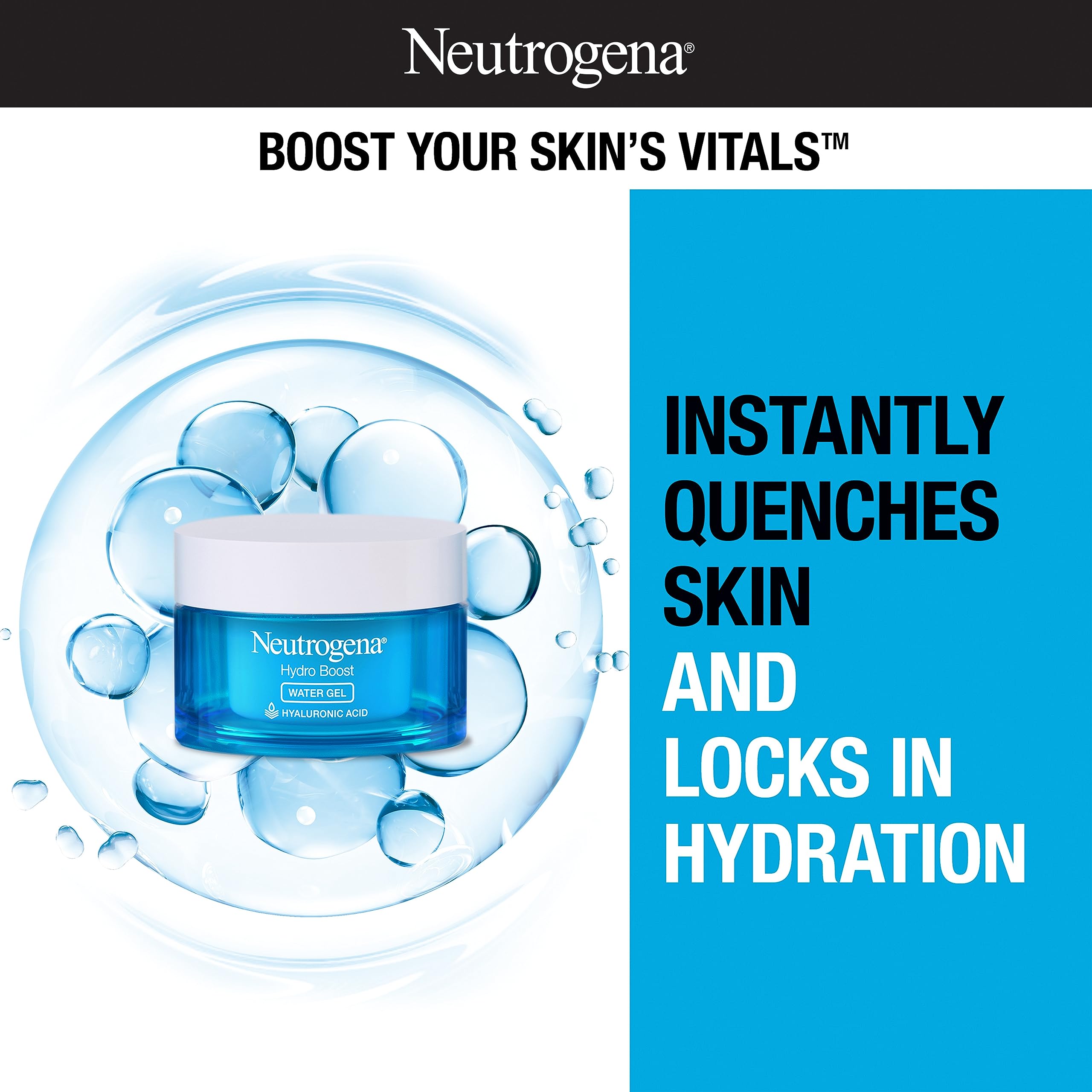 Neutrogena Hydro Boost Hyaluronic Acid Hydrating Water Gel Daily Face Moisturizer for Dry Skin, Neutrogena Hydro Boost Water Gel Moisturizer 50ml | 48g