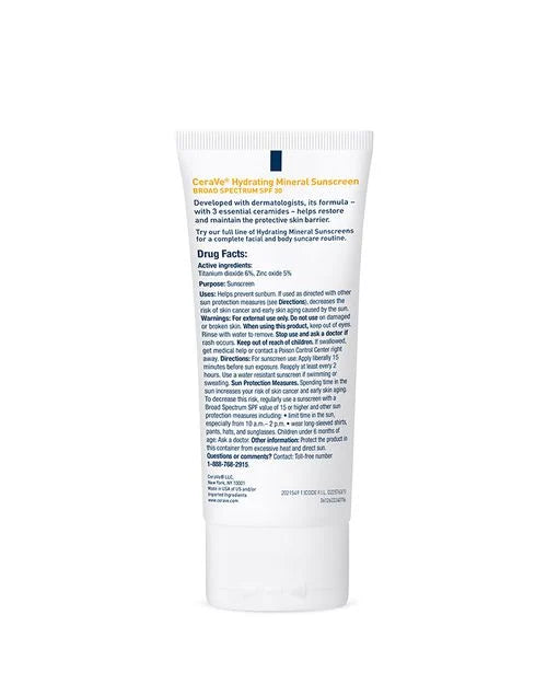 CERAVE - Hydrating Mineral Sunscreen SPF 30 Face Lotion