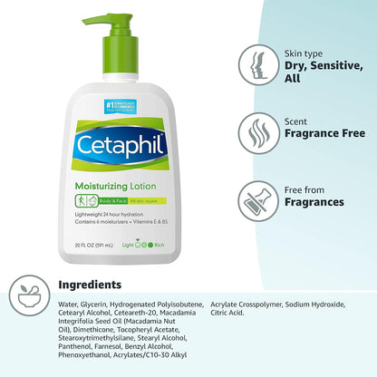 Cetaphil Moisturizing Lotion - Body &amp; Face - For All Skin Types - Net Wt. (591 mL)